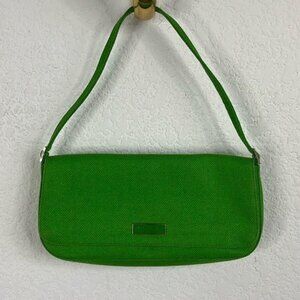 Kate Spade NY VTG Linen Green Lime Rectangle Shoulder Baguette Bag Purse Y2K